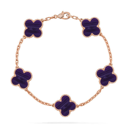 [AuraJewelry]New CLOVER 5 MOTIF PURPLE STRIPES BRACELET COLLECTION
