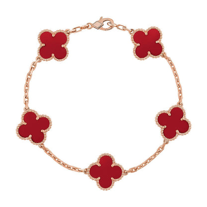 [AuraJewelry]New  CLOVER 5 MOTIF RED CORNELIAN BRACELET COLLECTION