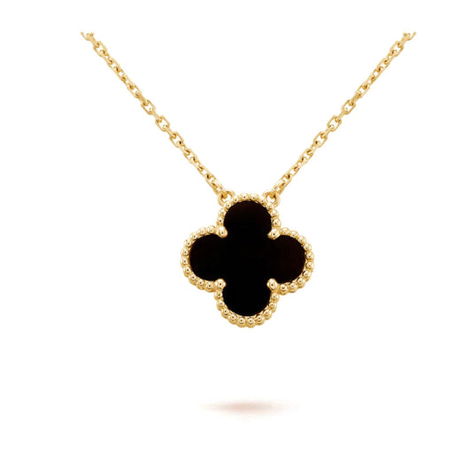 ¡®AuraJewelry¡¯CLOVER 15MM BLACK ONYX SINGLE FLOWER NECKLACE