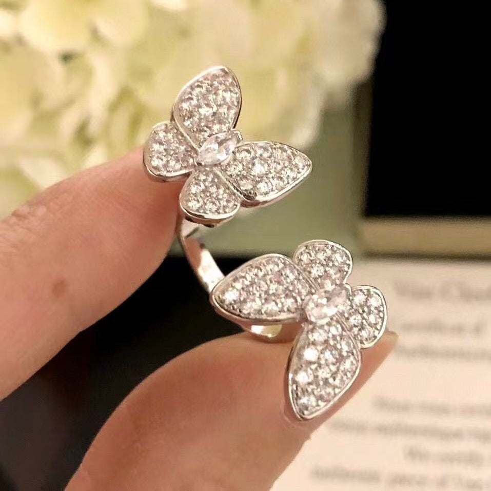 ¡®AuraJewelry¡¯TWIN SILVER BUTTERFLY DIAMOND RING