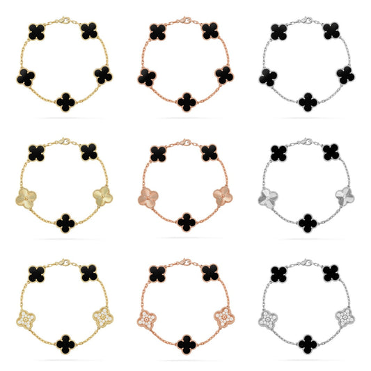 [AuraJewelry]New CLOVER 5 MOTIF ONYXS BRACELET COLLECTION