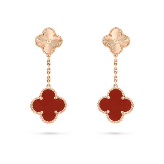 ¡®AuraJewelry¡¯CLOVER 2 MOTIF  LASER CARNELIAN EARRINGS