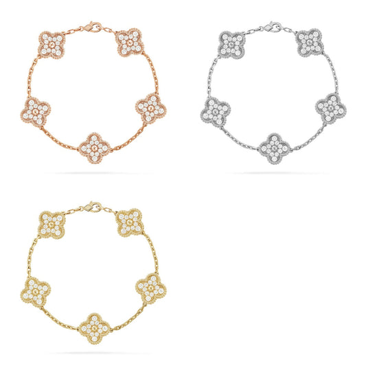 [AuraJewelry] New  CLOVER 5 MOTIF FULL DIAMOND BRACELET COLLECTION