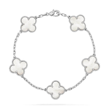 [AuraJewelry]New CLOVER WHITE PEARL MOP 5 MOTIF BRACELET COLLECTION