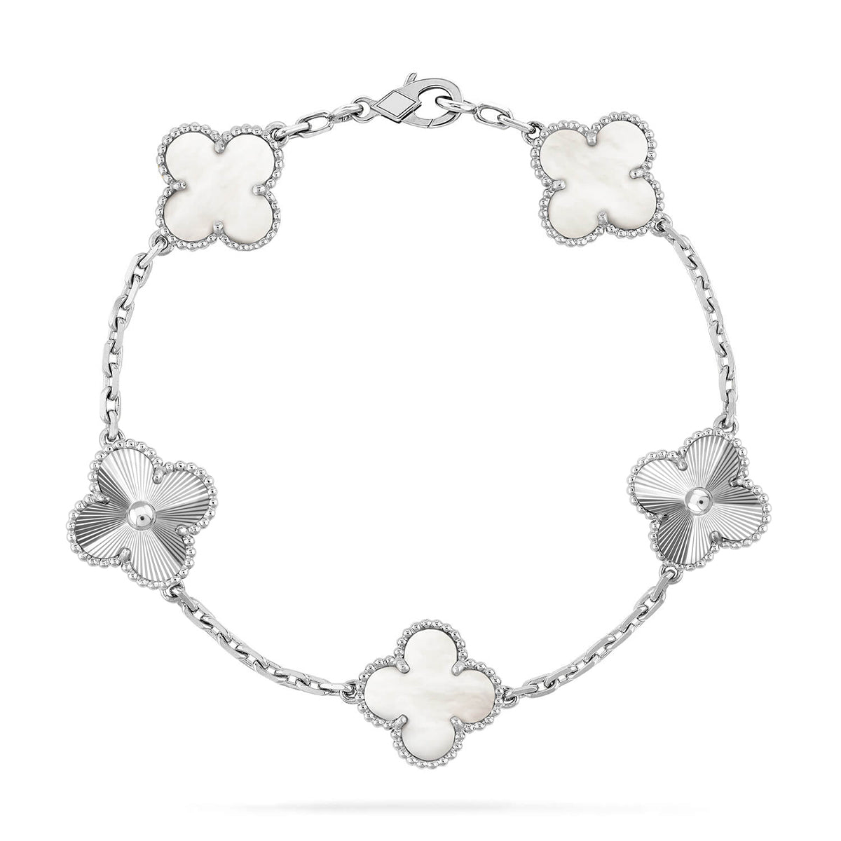 [AuraJewelry]New CLOVER WHITE PEARL MOP 5 MOTIF BRACELET COLLECTION