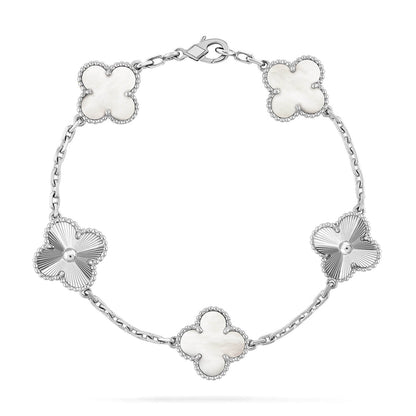 [AuraJewelry]New CLOVER WHITE PEARL MOP 5 MOTIF BRACELET COLLECTION