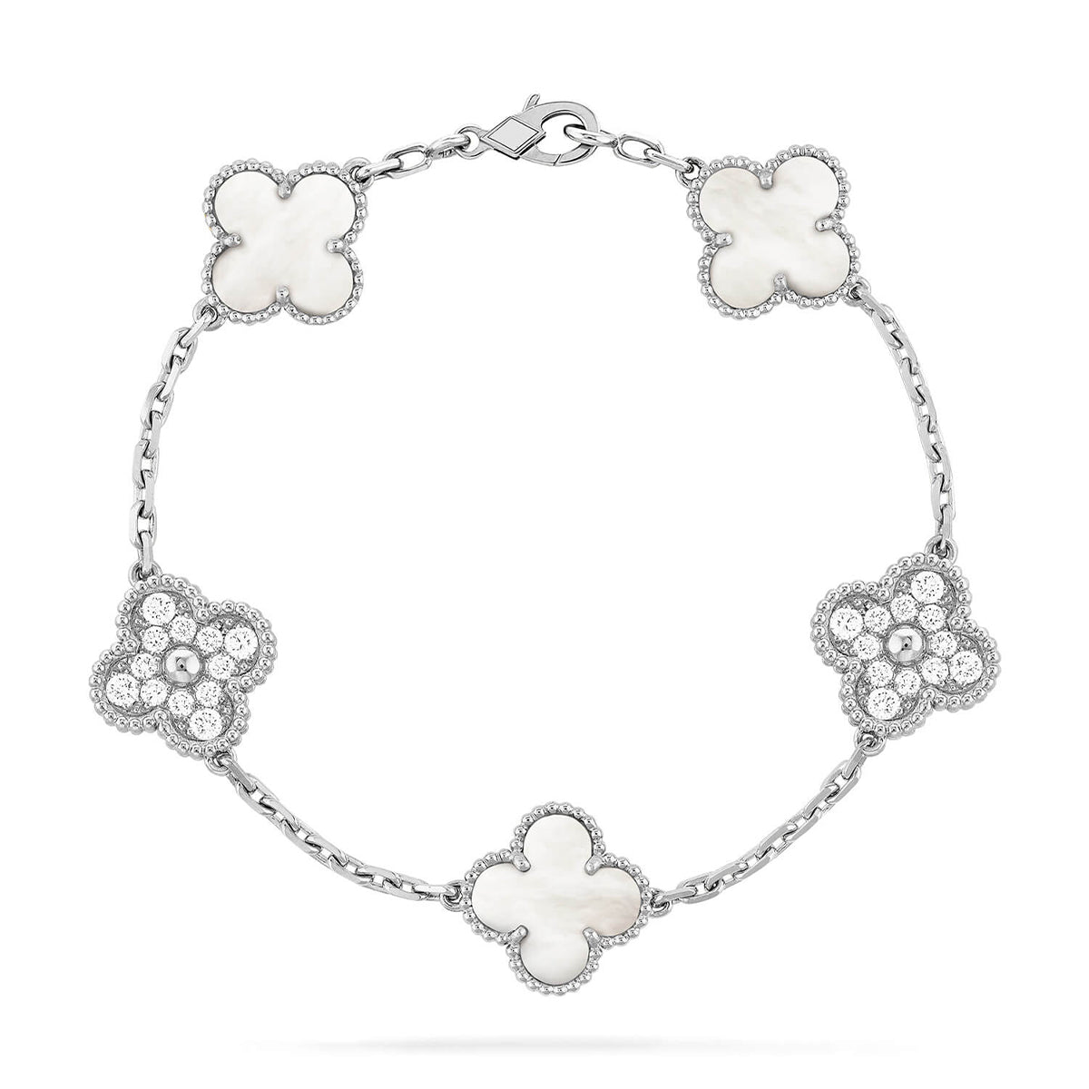 [AuraJewelry]New CLOVER WHITE PEARL MOP 5 MOTIF BRACELET COLLECTION