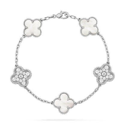 [AuraJewelry]New CLOVER WHITE PEARL MOP 5 MOTIF BRACELET COLLECTION