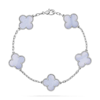 [AuraJewelry]New  CLOVER 5 MOTIF PURPLE CHALCEDONY BRACELET COLLECTION
