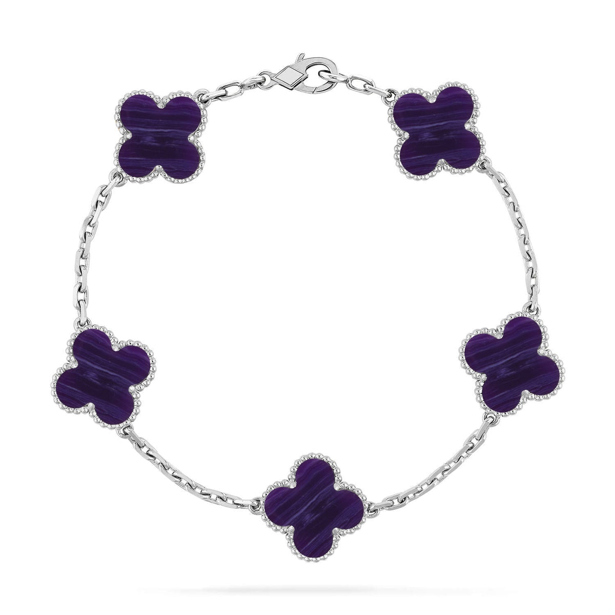 [AuraJewelry]New CLOVER 5 MOTIF PURPLE STRIPES BRACELET COLLECTION