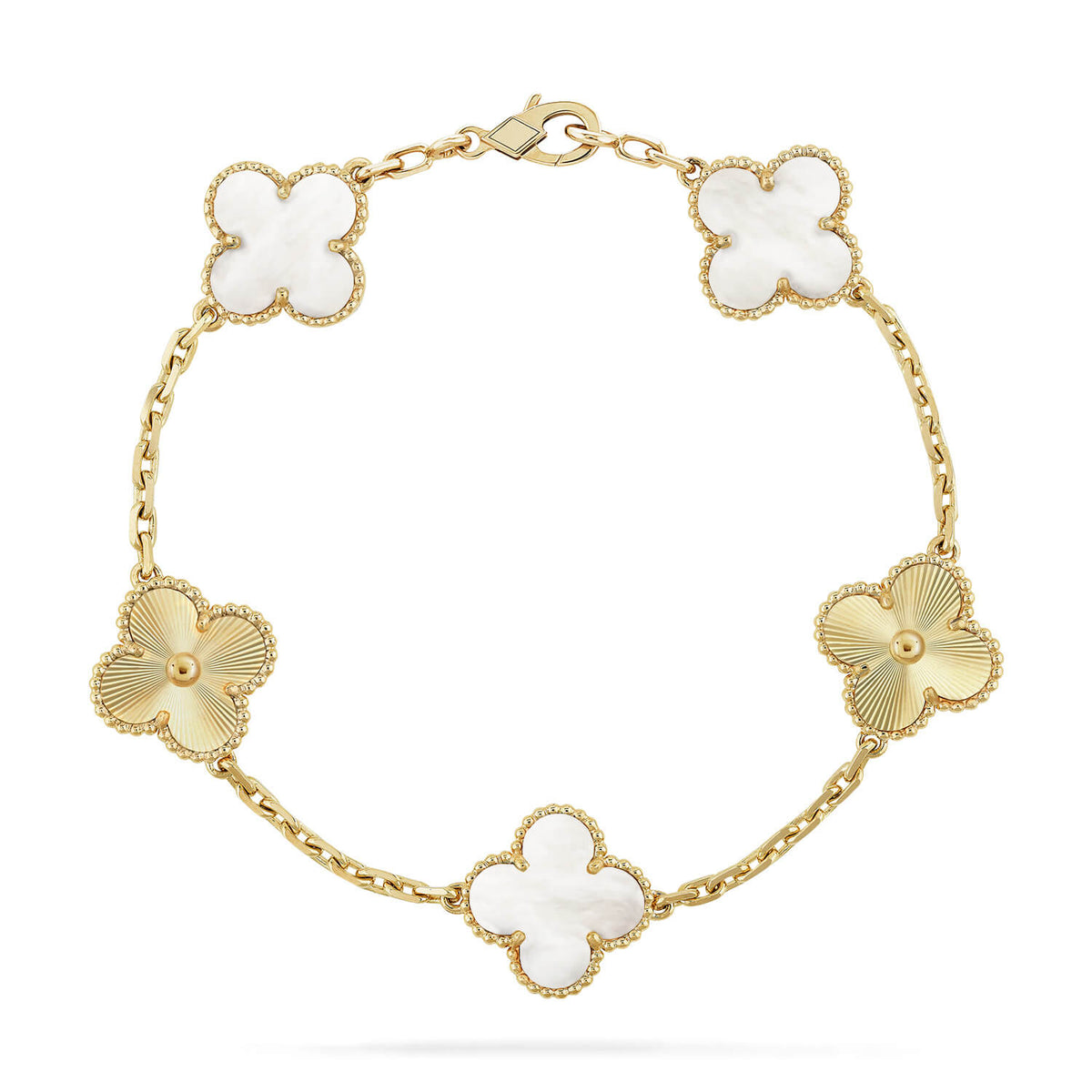 [AuraJewelry]New CLOVER WHITE PEARL MOP 5 MOTIF BRACELET COLLECTION