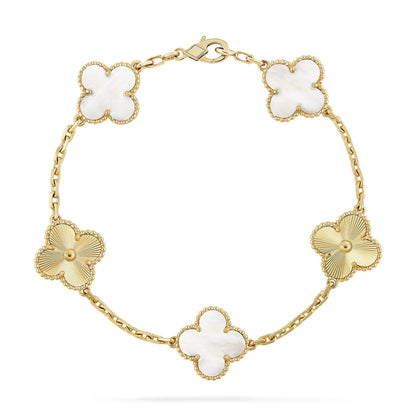 [AuraJewelry]New CLOVER WHITE PEARL MOP 5 MOTIF BRACELET COLLECTION