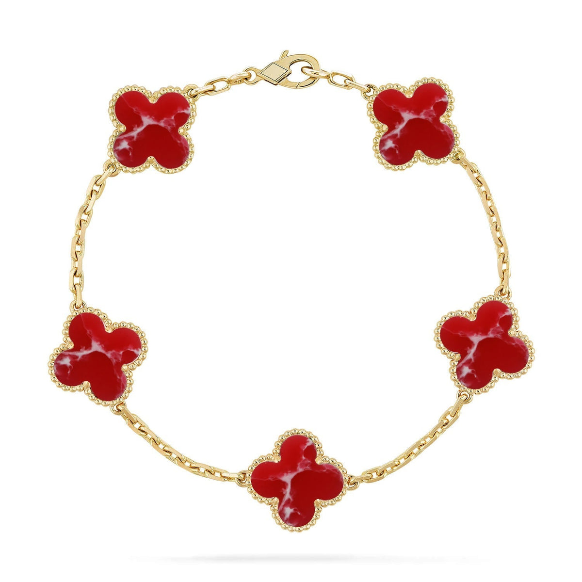 [AuraJewelry]New CLOVER 5 MOTIF RED PATTERN BRACELET COLLECTION