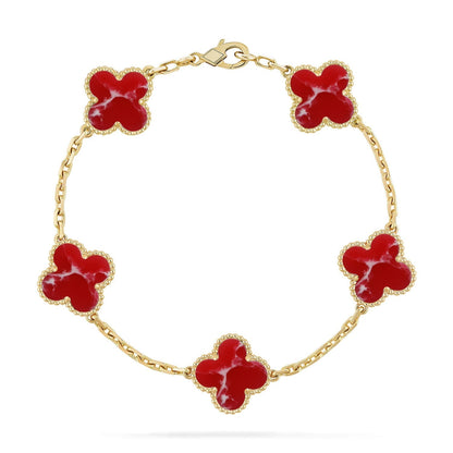 [AuraJewelry]New CLOVER 5 MOTIF RED PATTERN BRACELET COLLECTION