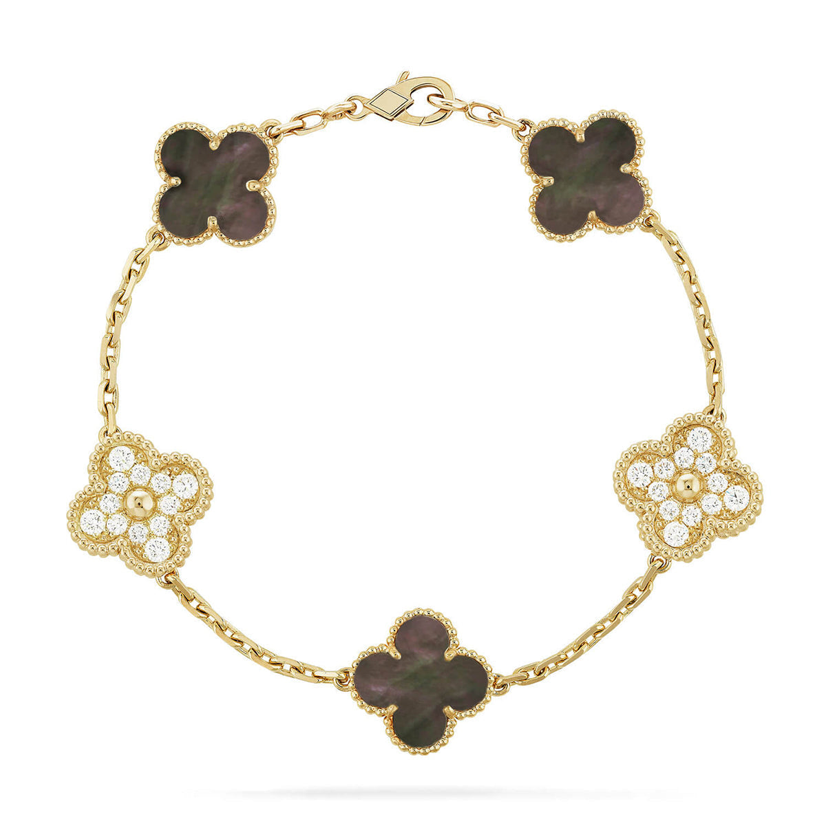 [AuraJewelry]New CLOVER 5 MOTIF GRAY MOP BRACELET COLLECTION