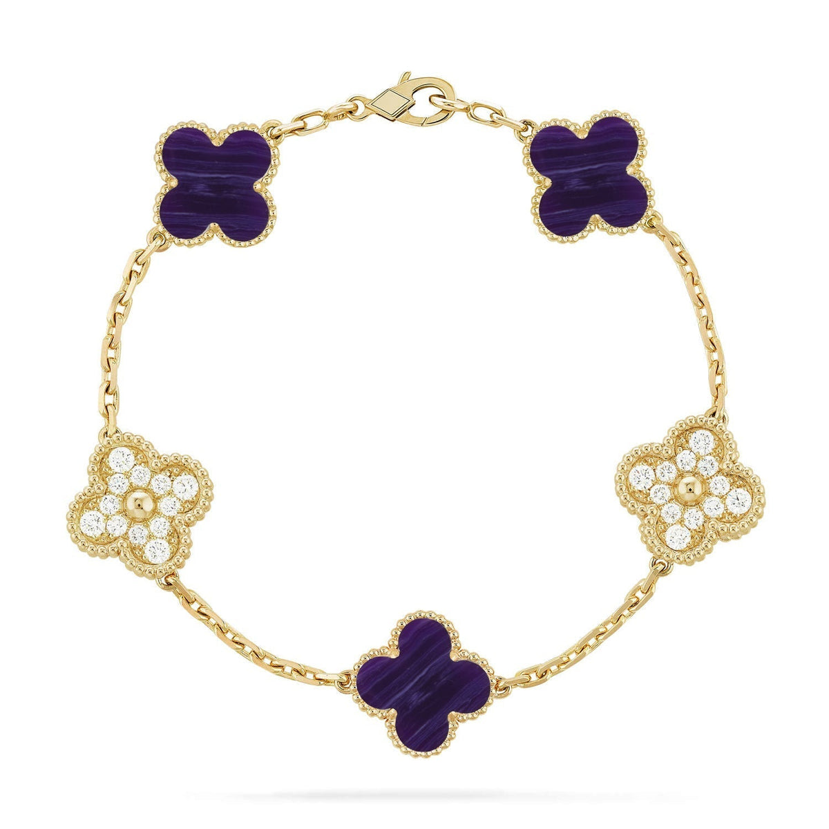 [AuraJewelry]New CLOVER 5 MOTIF PURPLE STRIPES BRACELET COLLECTION