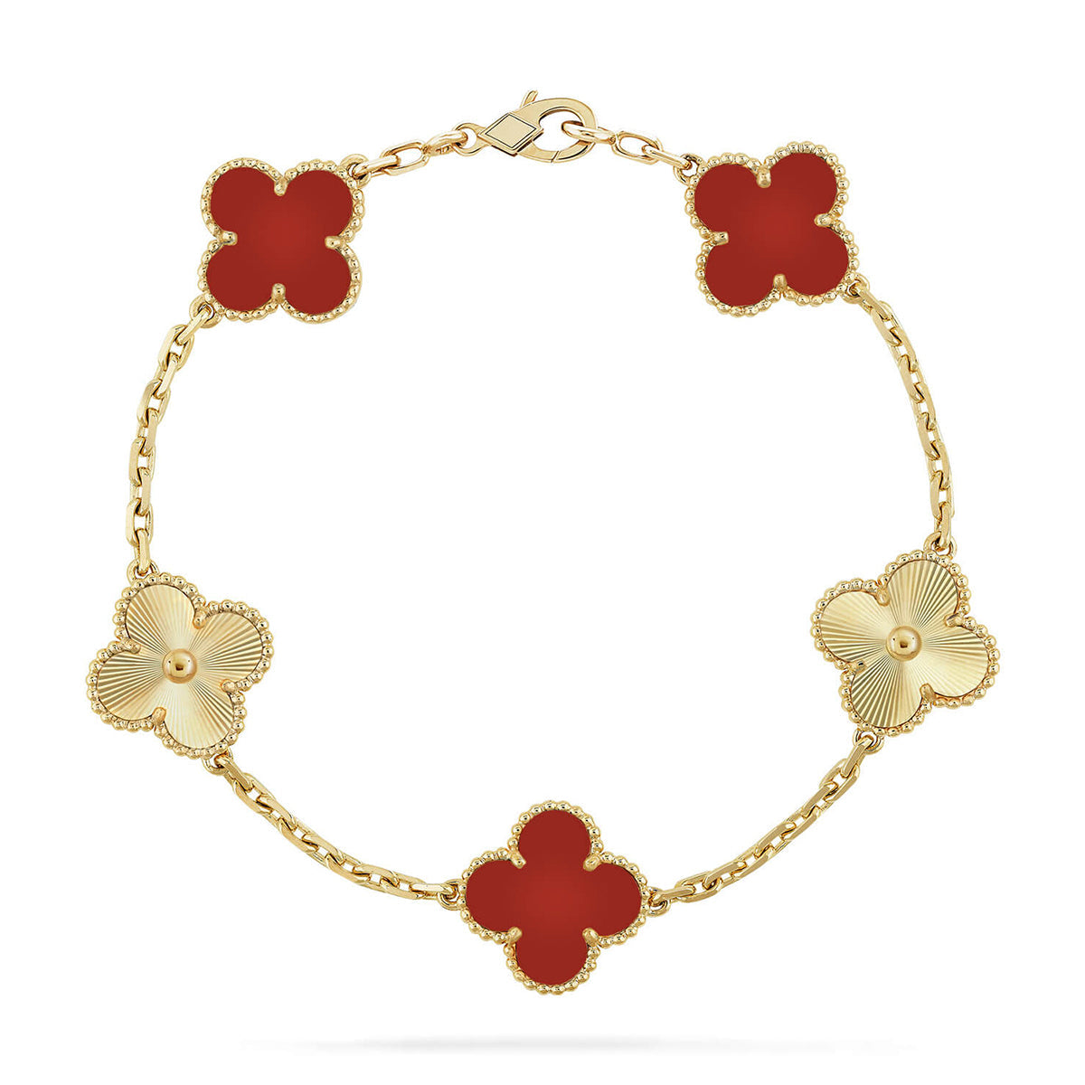 [AuraJewelry]New  CLOVER 5 MOTIF RED CORNELIAN BRACELET COLLECTION