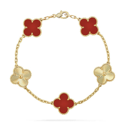 [AuraJewelry]New  CLOVER 5 MOTIF RED CORNELIAN BRACELET COLLECTION