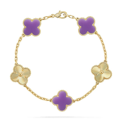 [AuraJewelry]New CLOVER 5 MOTIF LIGHT PURPLE BRACELET COLLECTION