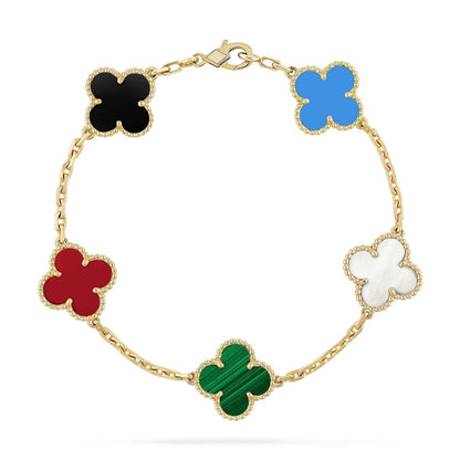 [AuraJewelry]New CLOVER 5 MOTIFS MULTICOLOR BRACELET