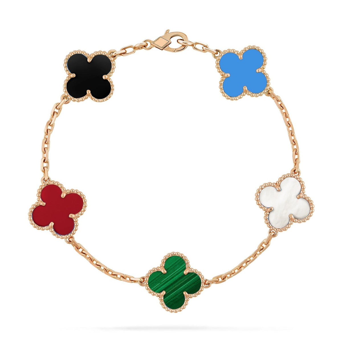 [AuraJewelry]New CLOVER 5 MOTIFS MULTICOLOR BRACELET