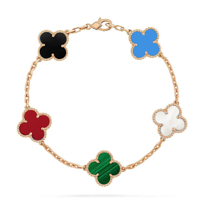 [AuraJewelry]New CLOVER 5 MOTIFS MULTICOLOR BRACELET