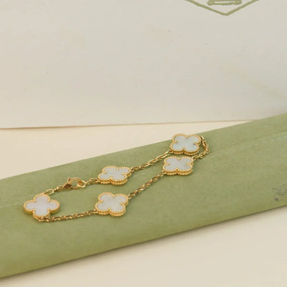 [AuraJewelry]New CLOVER WHITE PEARL MOP 5 MOTIF BRACELET COLLECTION