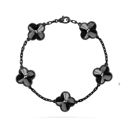 [AuraJewelry]New CLOVER 5 MOTIF BLACK BRACELET