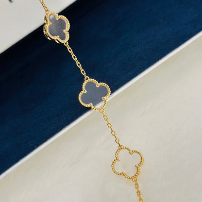 [AuraJewelry]New CLOVER 5 MOTIF ROCK CRYSTAL BRACELET