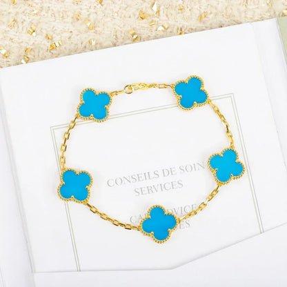 [AuraJewelry]New  CLOVER 5 MOTIF TURQUOISE BRACELET COLLECTION