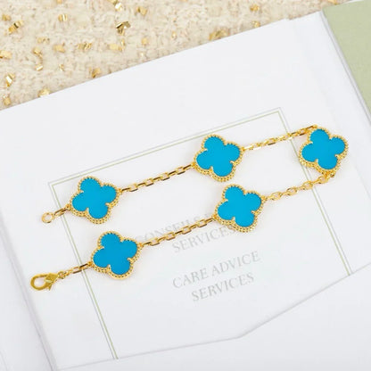 [AuraJewelry]New  CLOVER 5 MOTIF TURQUOISE BRACELET COLLECTION