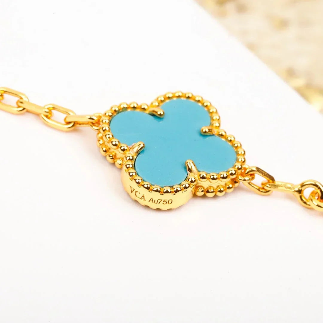 [AuraJewelry]New  CLOVER 5 MOTIF TURQUOISE BRACELET COLLECTION