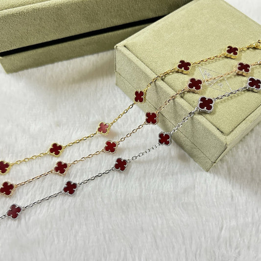 [¡®AuraJewelry¡¯]CLOVER 6 MOTIF RED AGATE BRACELET