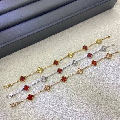 [¡®AuraJewelry¡¯]CLOVER 6 MOTIF RED AGATE LASER BRACELET