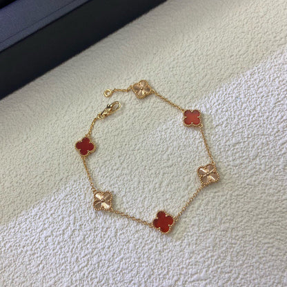 [¡®AuraJewelry¡¯]CLOVER 6 MOTIF RED AGATE LASER BRACELET