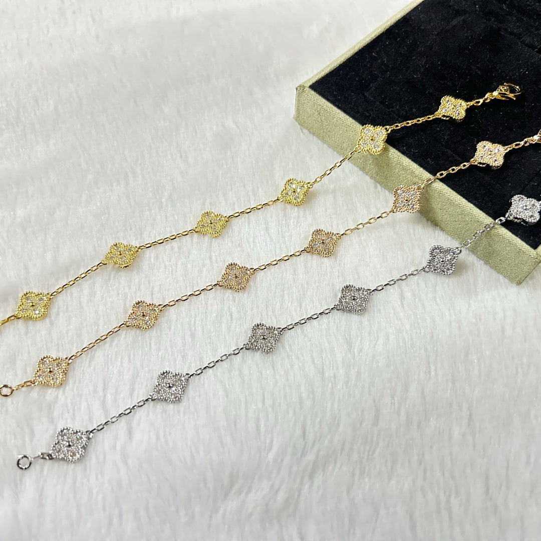 [AuraJewelry]New CLOVER 6 MOTIF DIAMOND BRACELET