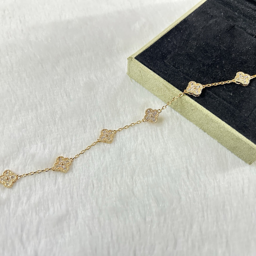 [AuraJewelry]New CLOVER 6 MOTIF DIAMOND BRACELET