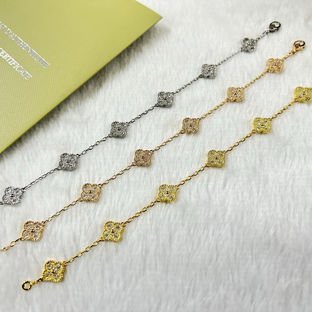[AuraJewelry]New CLOVER 6 MOTIF DIAMOND BRACELET