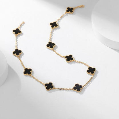 ¡®AuraJewelry¡¯CLOVER 10 MOTIFS ONYX NECKLACE