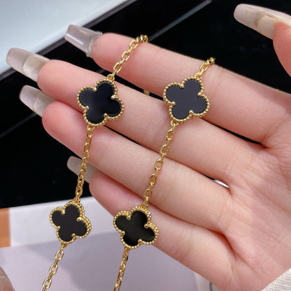 ¡®AuraJewelry¡¯CLOVER 10 MOTIFS ONYX NECKLACE