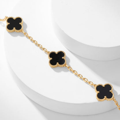 ¡®AuraJewelry¡¯CLOVER 10 MOTIFS ONYX NECKLACE