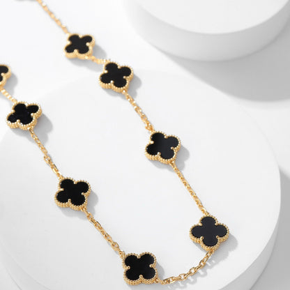 ¡®AuraJewelry¡¯CLOVER 10 MOTIFS ONYX NECKLACE