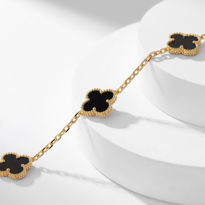 ¡®AuraJewelry¡¯CLOVER 10 MOTIFS ONYX NECKLACE