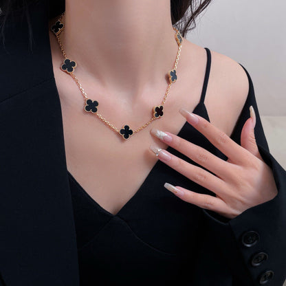 ¡®AuraJewelry¡¯CLOVER 10 MOTIFS ONYX NECKLACE