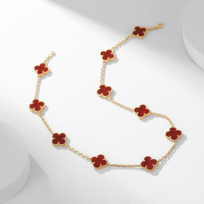 ¡®AuraJewelry¡¯CLOVER 10 MOTIFS CARNELIAN NECKLACE