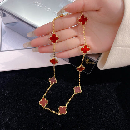 ¡®AuraJewelry¡¯CLOVER 10 MOTIFS CARNELIAN NECKLACE