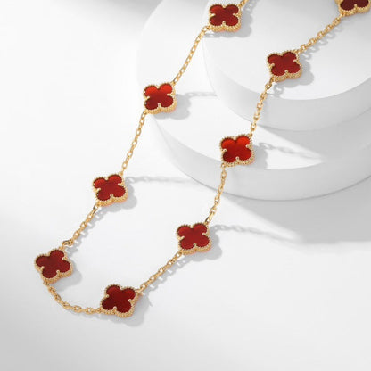 ¡®AuraJewelry¡¯CLOVER 10 MOTIFS CARNELIAN NECKLACE
