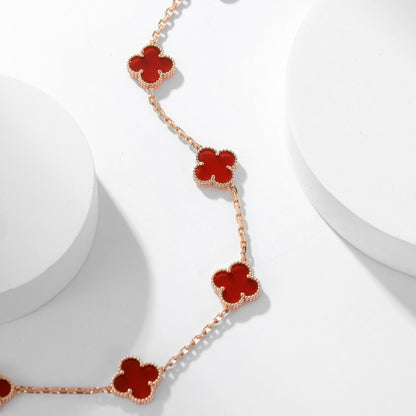 ¡®AuraJewelry¡¯CLOVER 10 MOTIFS CARNELIAN NECKLACE