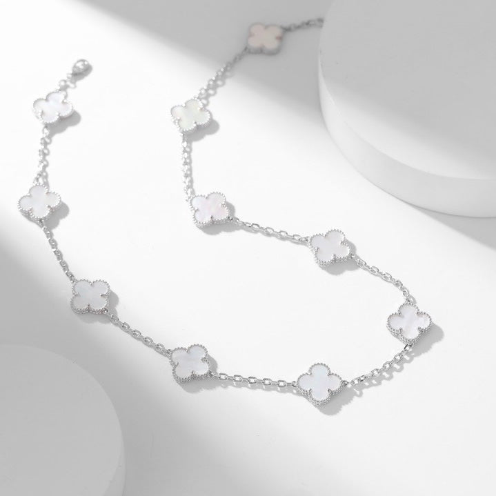¡®AuraJewelry¡¯CLOVER 10 MOTIFS WHITE MOTHER OF PEARL NECKLACE