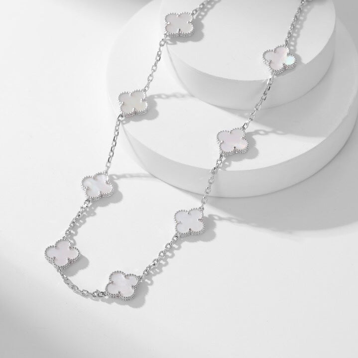 ¡®AuraJewelry¡¯CLOVER 10 MOTIFS WHITE MOTHER OF PEARL NECKLACE